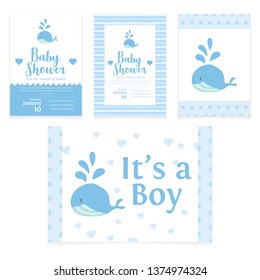 baby shower card design. with cute whale cartoon vector illustration 