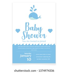 baby shower card design. with cute whale cartoon vector illustration 