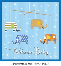 Baby shower card design with cute elephants