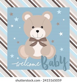 Baby shower card design with cute teddy bear