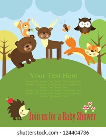 baby shower card design. forest friends. vector illustration