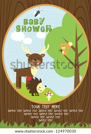 Baby Shower Card Design Forest Friends Stock Vector Royalty Free