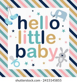 Baby shower card design with lettering and baby's elements