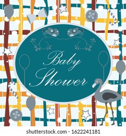 Baby Shower. Card Design with message. Vector Illustration