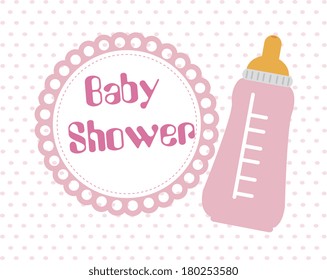 Baby shower card design over dot background vector illustration
