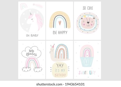 Baby Shower card design with rainbow