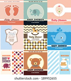 Baby Shower Card Design Template Set
