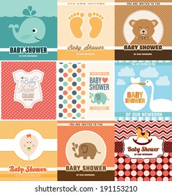 Baby Shower Card Design Template Set