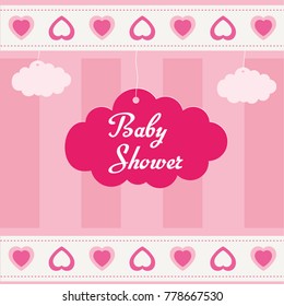 Baby Shower Card Design Vector Art. Boys and Girls. 
Elephant background with balloons in pink and blue color