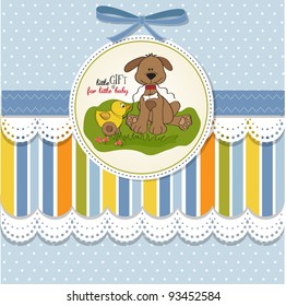  baby shower card with dog and duck toy