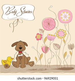 Baby Shower Card With Dog And Duck Toy