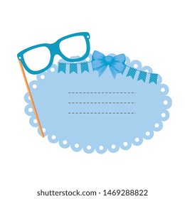 baby shower card with eyeglasses