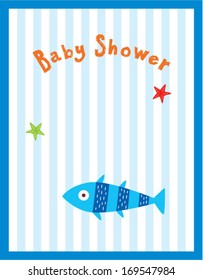 baby shower card with fish graphic design