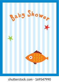 baby shower card with fish graphic design