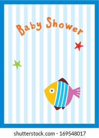 baby shower card with fish graphic design