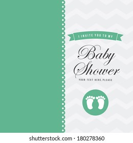 Baby shower card with baby foot prints, vector illustration