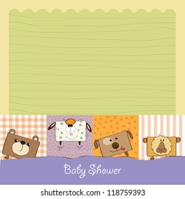 baby shower card with funny cube animals