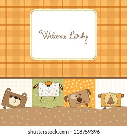 baby shower card with funny cube animals