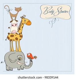  baby shower card with funny pyramid of animals