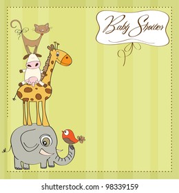  baby shower card with funny pyramid of animals