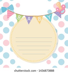 baby shower card with garlands hanging