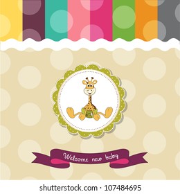 baby shower card with baby giraffe