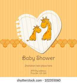 Baby Shower Card with Giraffe - with place for your text - in vector