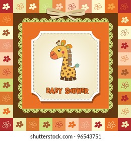 baby shower card with giraffe toy