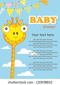  baby shower card with giraffe. vector