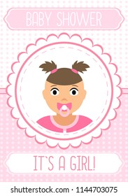 Baby shower card. Baby girl.