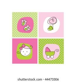 Baby shower card - Baby girl arrival announcement cards
