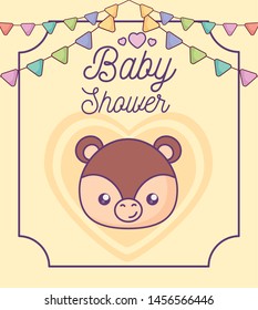 baby shower card with head of cute monkey