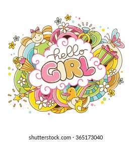 Baby shower card (Hello Girl)