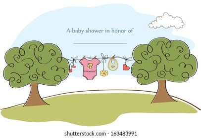 baby shower card, illustration in vector format