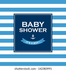 Baby shower card invitation, it is a boy. Vector design elements editable.