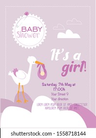 Baby shower card invitation for girl