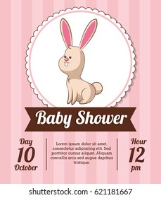 baby shower card invitation save date - rabbit decorative