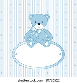 Baby shower -baby card invitation template - vector illustration
Teddy bear for baby boy - baby arrival announcement