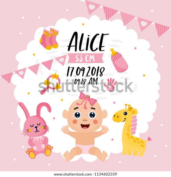 Baby Shower Card Invitation Template Cute Stock Vector Royalty