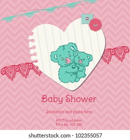 Baby Shower Card with Koala - with place for your text - in vector