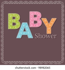 baby shower card with lac frame