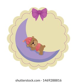 baby shower card with little bear teddy sleeping