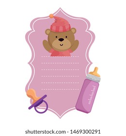 baby shower card with little bear teddy