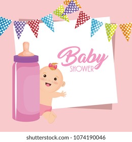 baby shower card with little girl