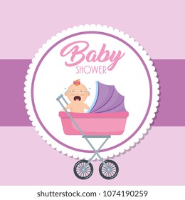 baby shower card with little girl