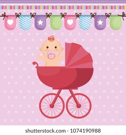 baby shower card with little girl