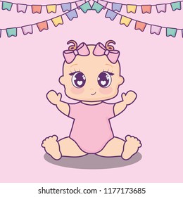 baby shower card with little girl