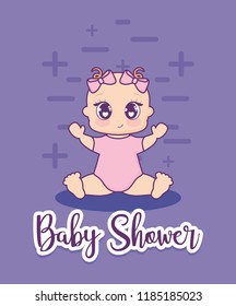 baby shower card with little girl
