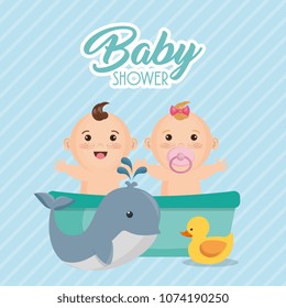 baby shower card with little kids
