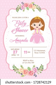 Baby shower card with little princess